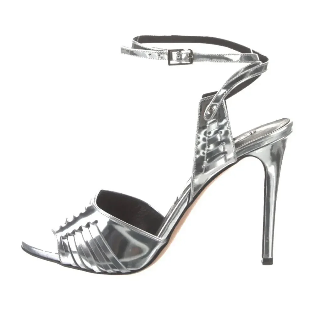 Veronica Beard Metallic Silver Heels Size 6, Used Once (see pictures)